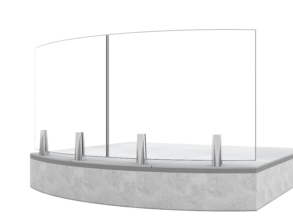 Garde-corps terrasse GLASSFIT CC-800 pinces incurv&eacute;es